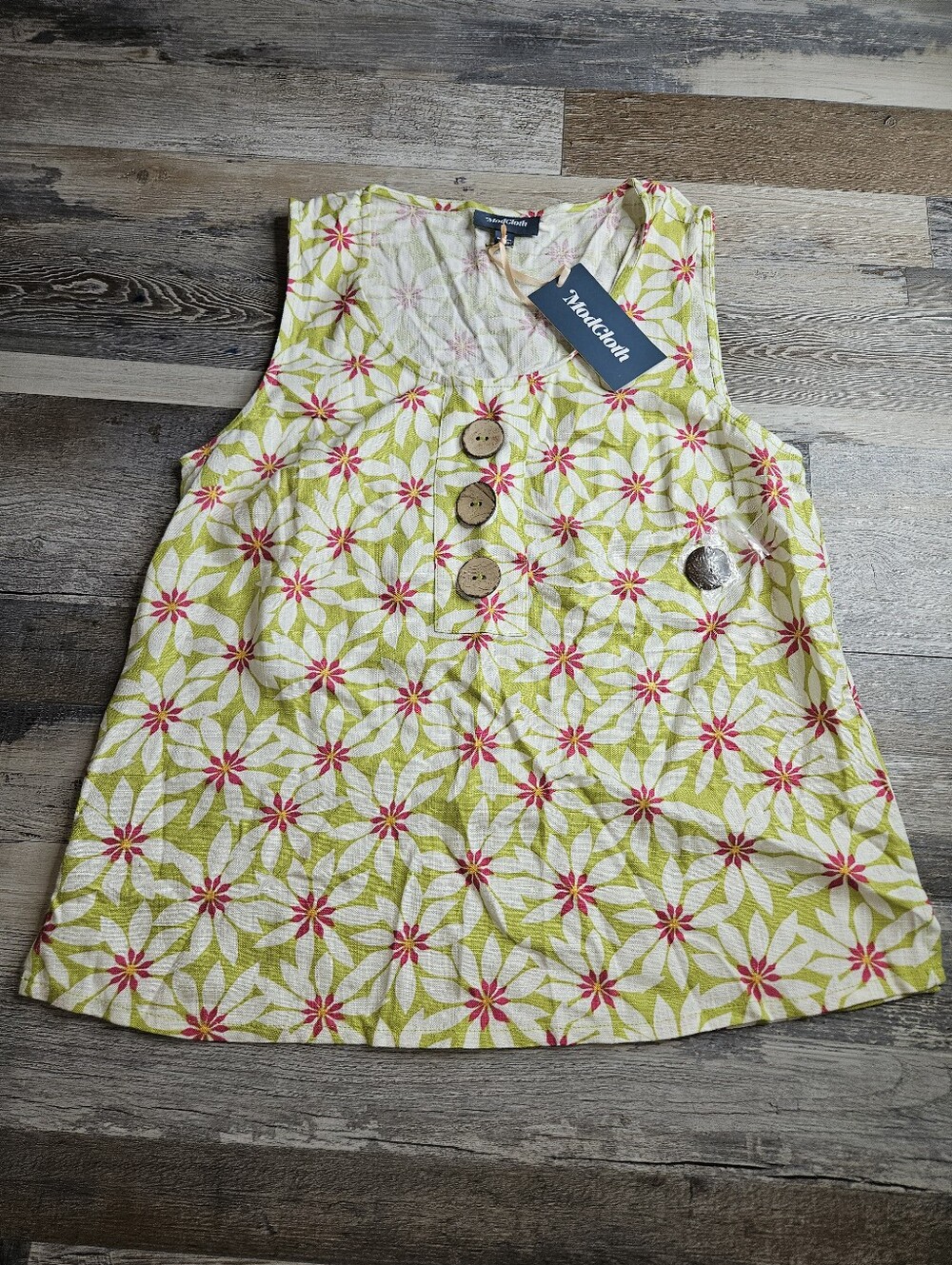ModCloth NEW Medium Linen Blend Tank Top Floral